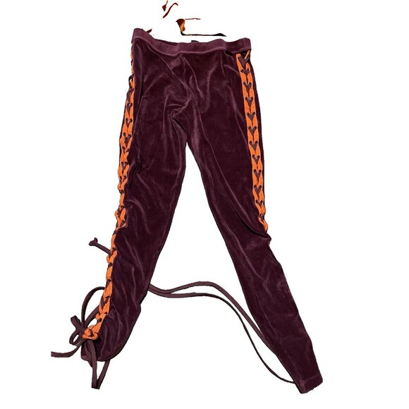 Puma by Rihanna FENTY Orange & Burgundy Velvet Lace-Up Two-Piece Tracksuit Set 0 - Picture 3 of 4